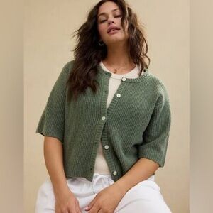 Aerie Unreal Cardigan in Olive Fun Green Medium